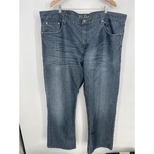 Old‎ Skool Men's Y2K Baggy Leg Jeans Blue Size 48 Faded Grudged Denim Bin9